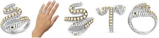 EFFY Collection EFFY&reg; Diamond (1/10 ct. t.w.) & Tsavorite Accent Snake Ring in Sterling Silver & 18k Gold-Plate
